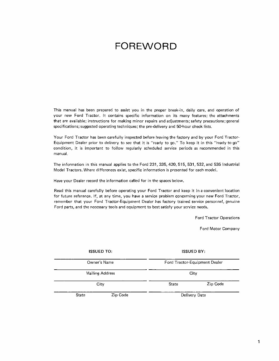 Ford 335 Industrial Tractors Owners Operators Maintenance Manual Ford Tractor preview img 4