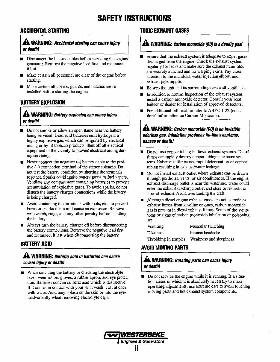 WESTERBEKE Multi-port ELECTRONIC FUEL INJECTION Marine GASOLINE Generator Single Phase*Factory Service / Repair/ Workshop Manual preview img 4