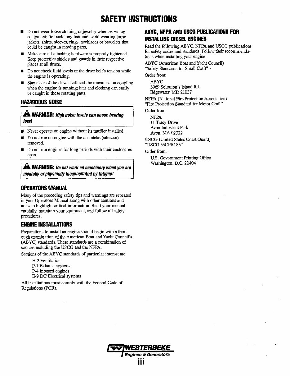 WESTERBEKE Multi-port ELECTRONIC FUEL INJECTION Marine GASOLINE Generator Single Phase*Factory Service / Repair/ Workshop Manual preview img 5