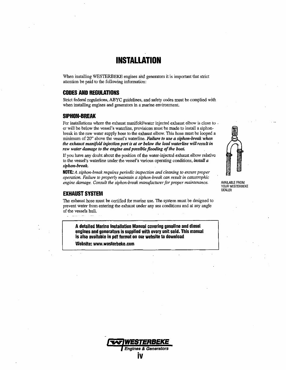 WESTERBEKE Multi-port ELECTRONIC FUEL INJECTION Marine GASOLINE Generator Single Phase*Factory Service / Repair/ Workshop Manual preview img 6