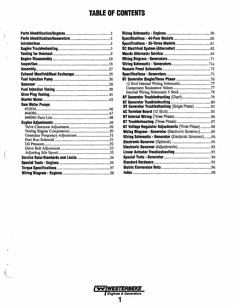 WESTERBEKE Multi-port ELECTRONIC FUEL INJECTION Marine GASOLINE Generator Single Phase*Factory Service / Repair/ Workshop Manual preview img 7