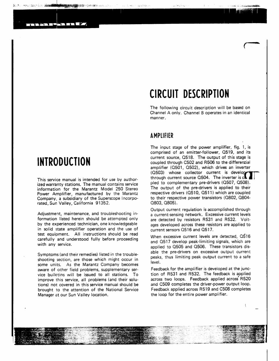 MARANTZ 250 STEREO POWER AMPLIFIER Repair Manual preview img 4