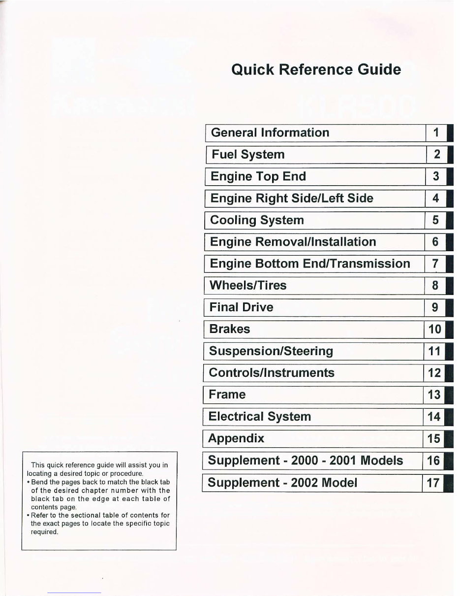 1987-1995 Kawasaki KLR650 KLR500 KL650 KL500 Motorcycle Service & Repair Manual preview img 2