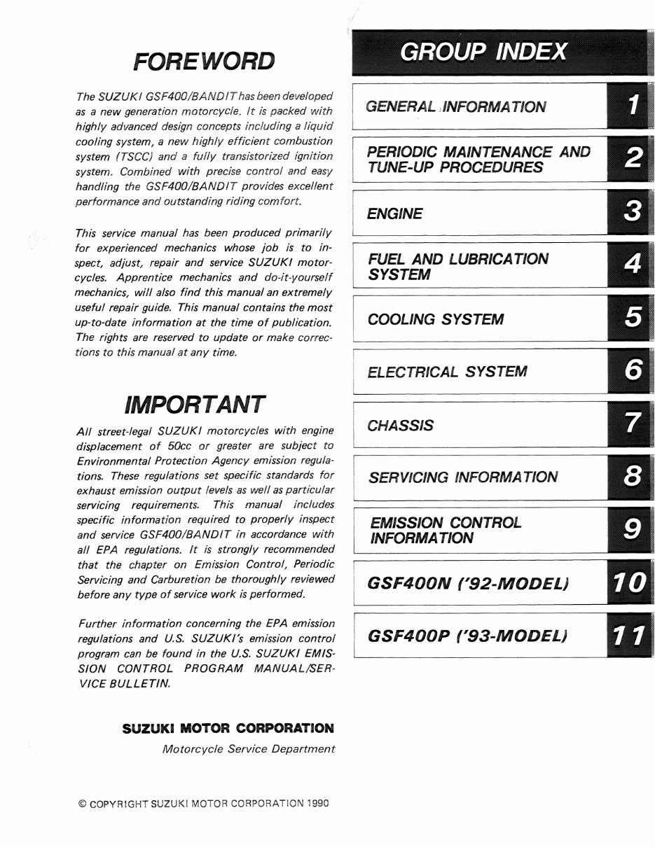 Suzuki GSF400 Bandit GK75A 1992-1993 Service Repair preview img 2