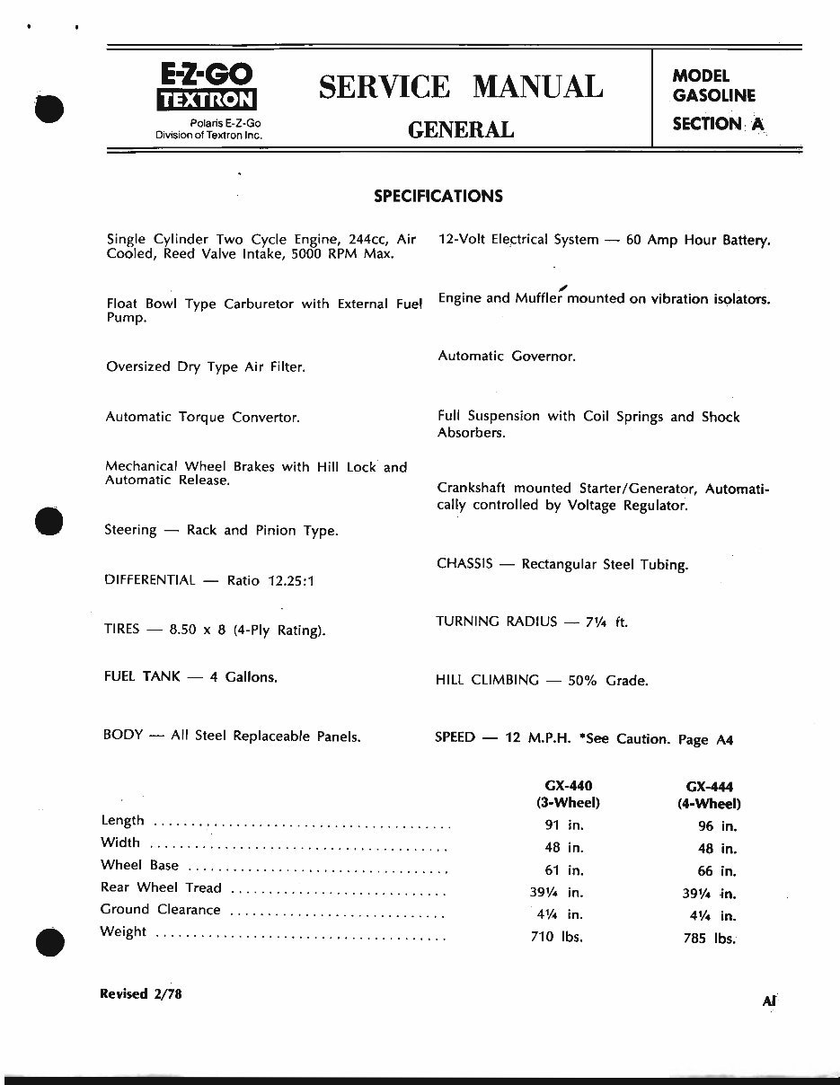 1970 E-Z-Go GX-440/GX-444 Golf Cars OEM Service & Repair Manual preview img 6