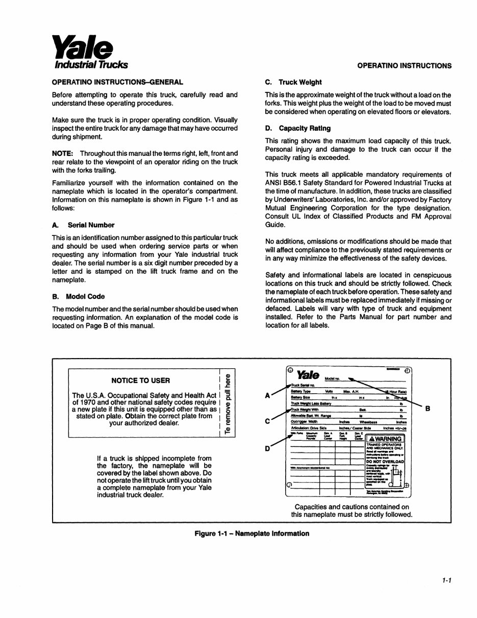 Yale NR 040 AD Electric Forklift Factory Service & Work Shop Manual preview img 6