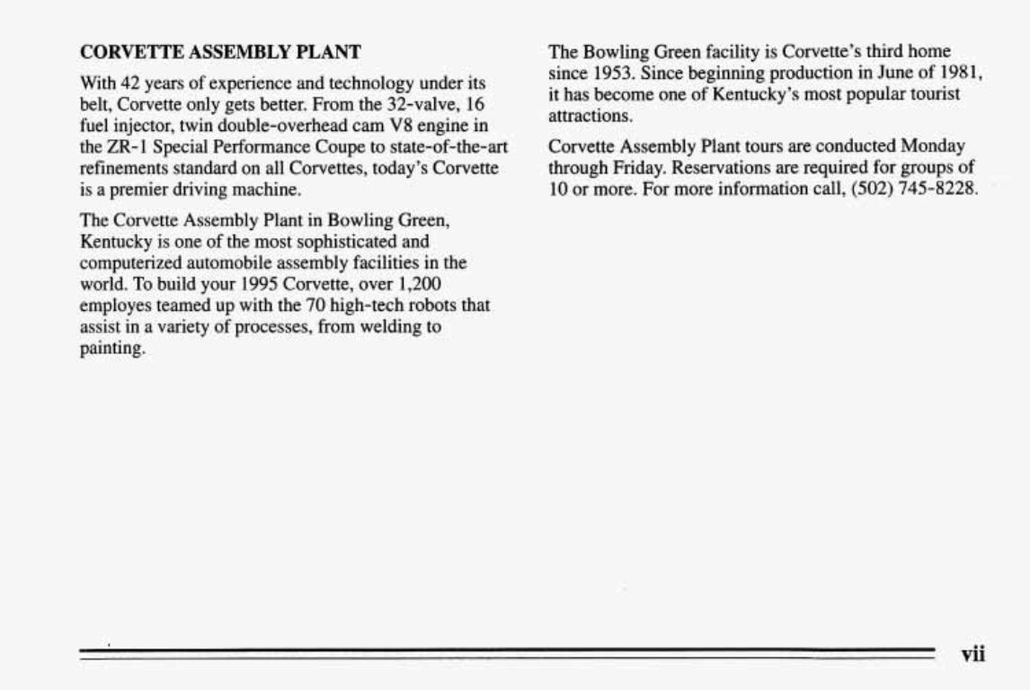 1995 CHEVY / CHEVROLET Corvette Owners Manual preview img 9