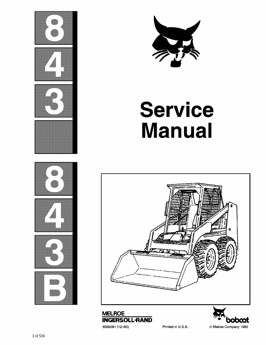 Model 843 843B Skid Steer Loader Repair Manual preview img 1