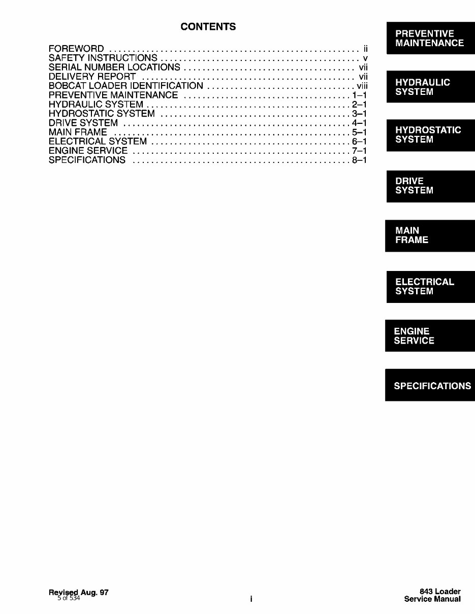 Model 843 843B Skid Steer Loader Repair Manual preview img 5