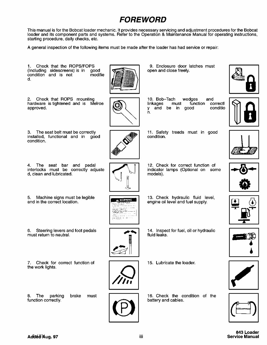 Model 843 843B Skid Steer Loader Repair Manual preview img 7