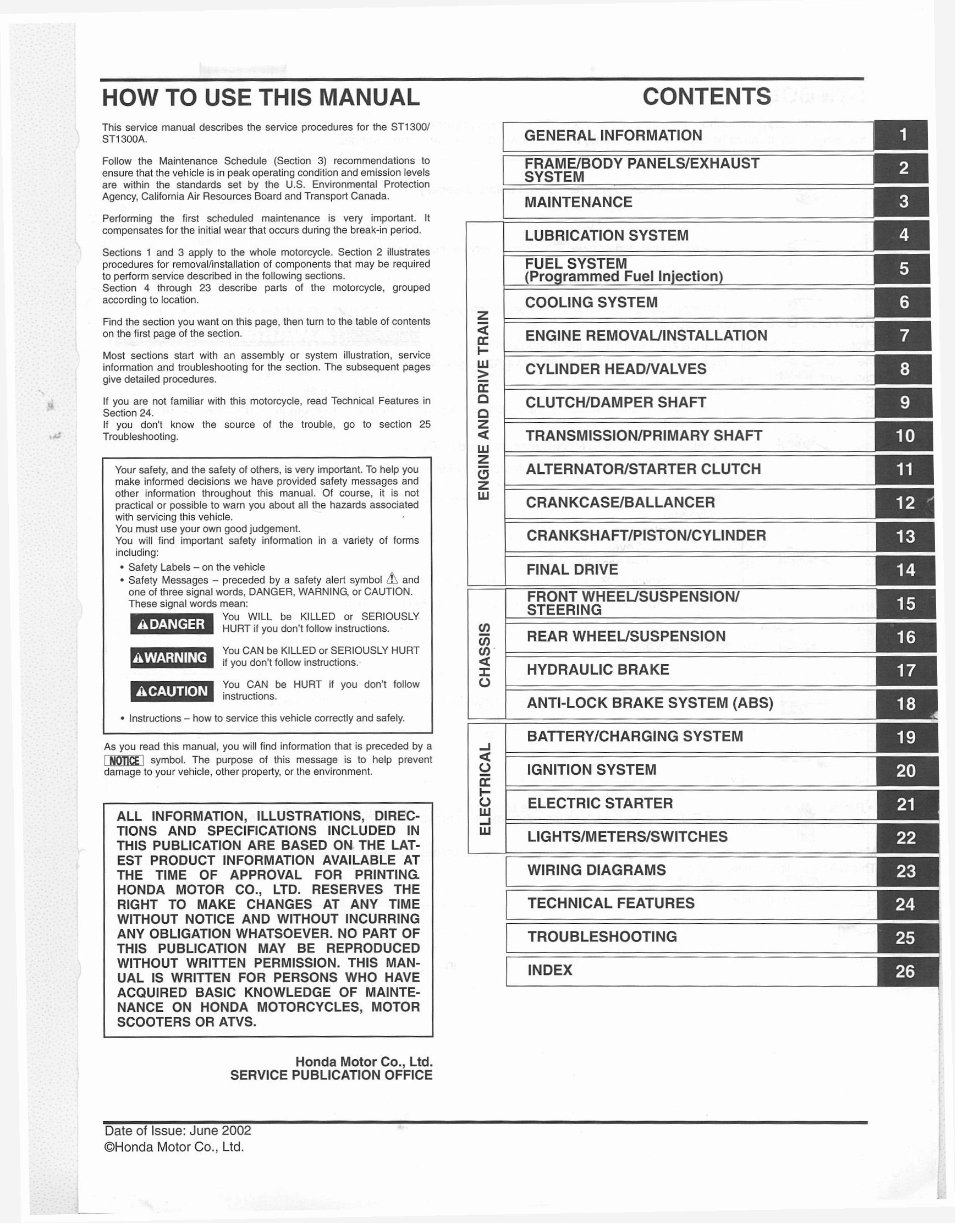 2003-2007 Honda ST1300 ST1300A ABS Pan European Service & Repair Manual preview img 3