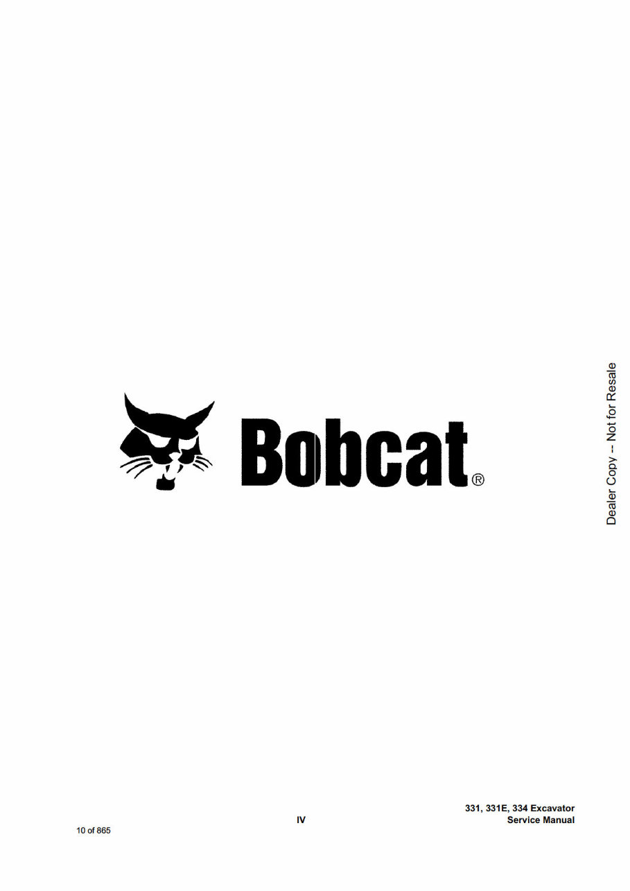 Bobcat 331/331 E/334 Compact Excavators OEM Service & Repair Manual preview img 10