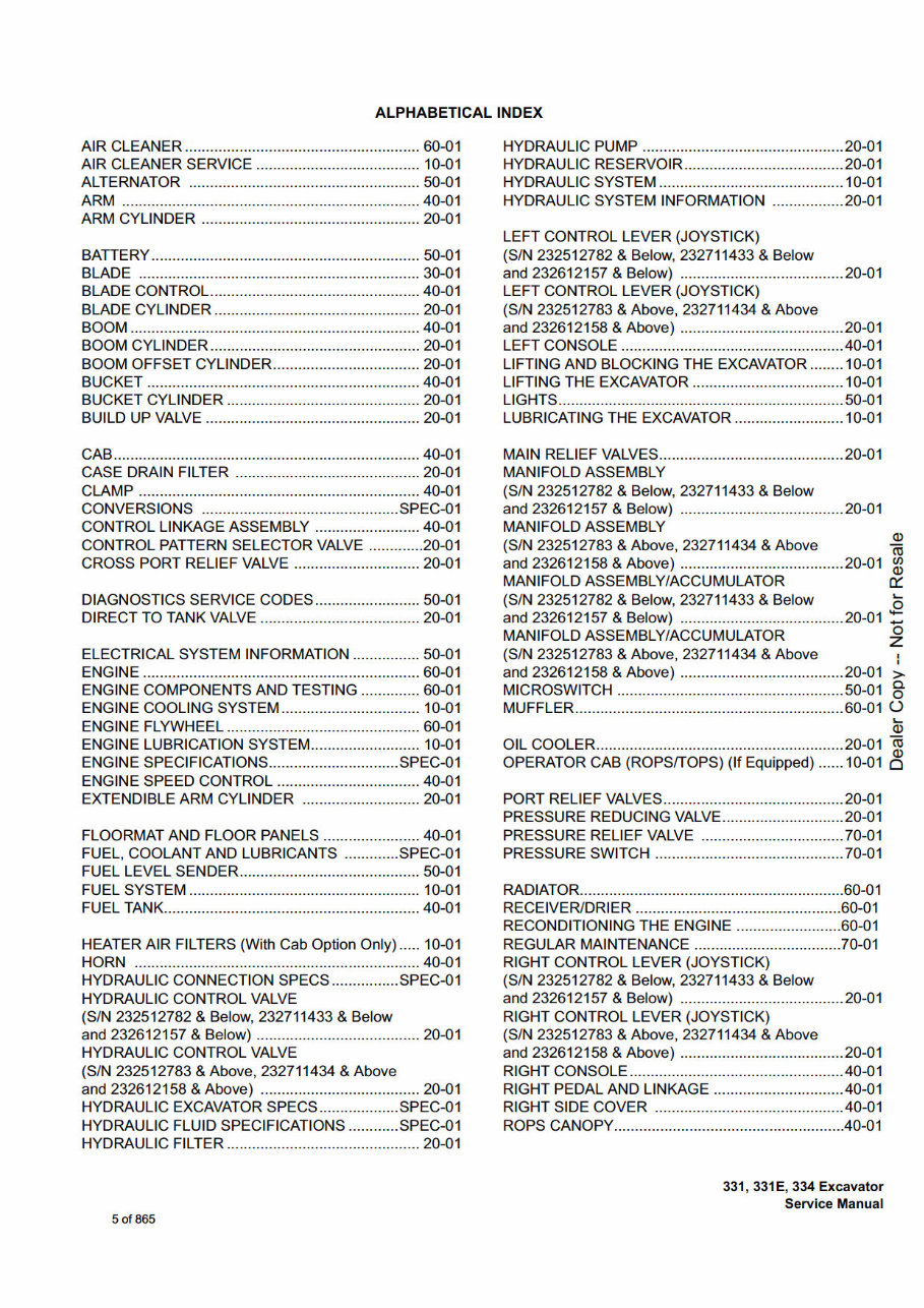 Bobcat 331/331 E/334 Compact Excavators OEM Service & Repair Manual preview img 5