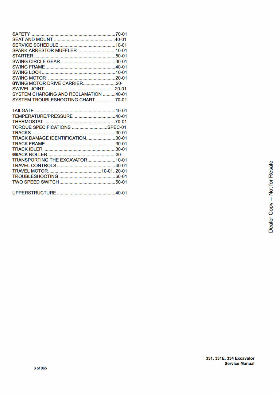 Bobcat 331/331 E/334 Compact Excavators OEM Service & Repair Manual preview img 6