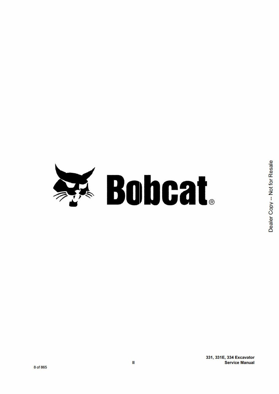 Bobcat 331/331 E/334 Compact Excavators OEM Service & Repair Manual preview img 8