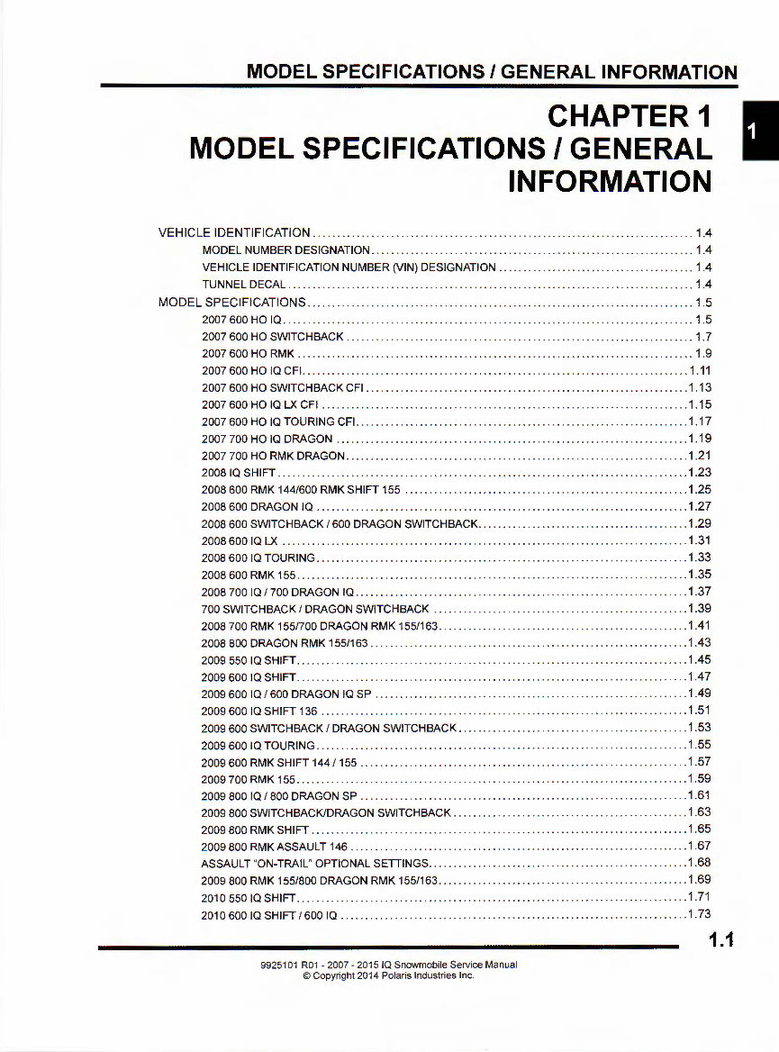2007-2015 Polaris IQ Chassis Snowmobile Repair Manual preview img 8
