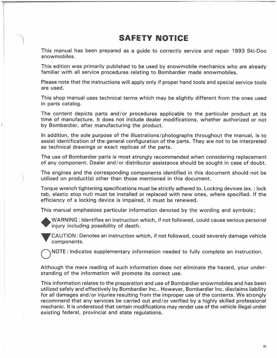 1993 Bombardier SkiDoo Snowmobile Repair Manual preview img 6