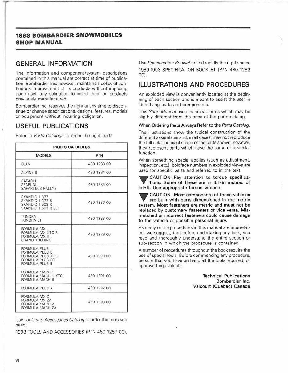 1993 Bombardier SkiDoo Snowmobile Repair Manual preview img 9