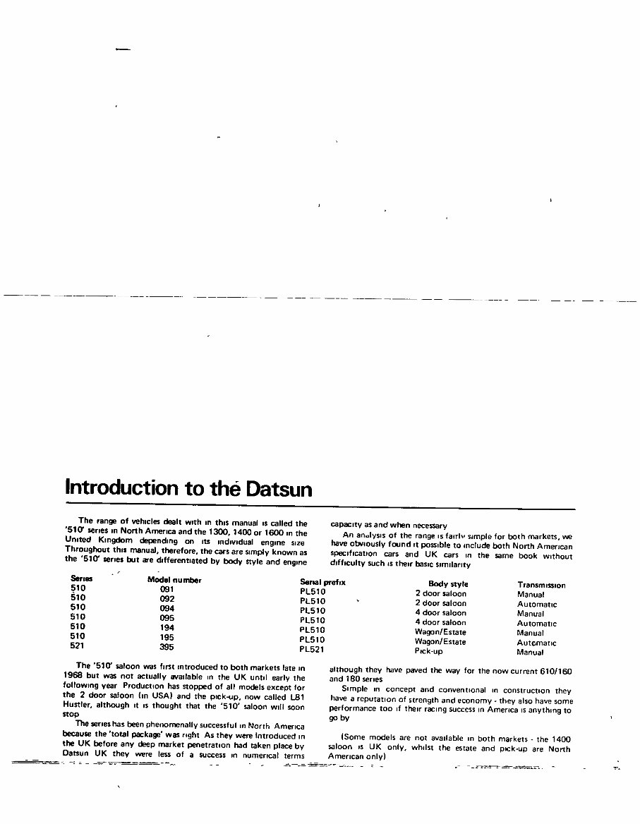 1968-1973 Datsun 510 and PL 521 Pick-Up Service & Repair Manual preview img 5