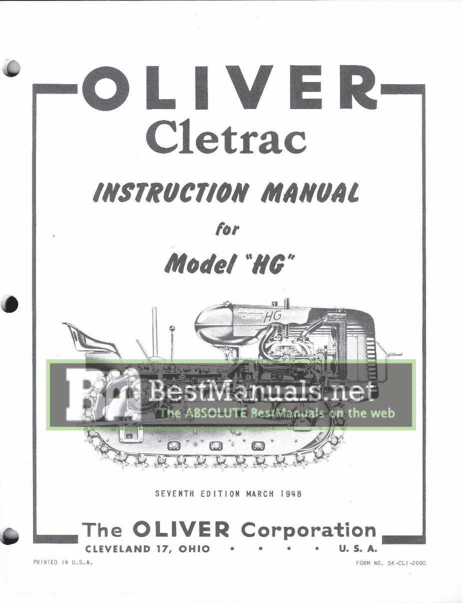 Oliver Cletrac HG Tractor Full Service & Repair Manual preview img 3