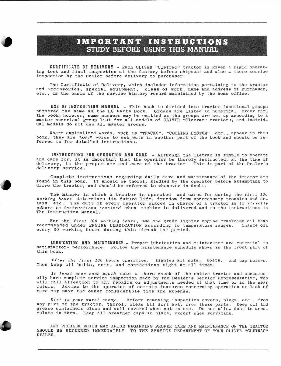 Oliver Cletrac HG Tractor Full Service & Repair Manual preview img 5