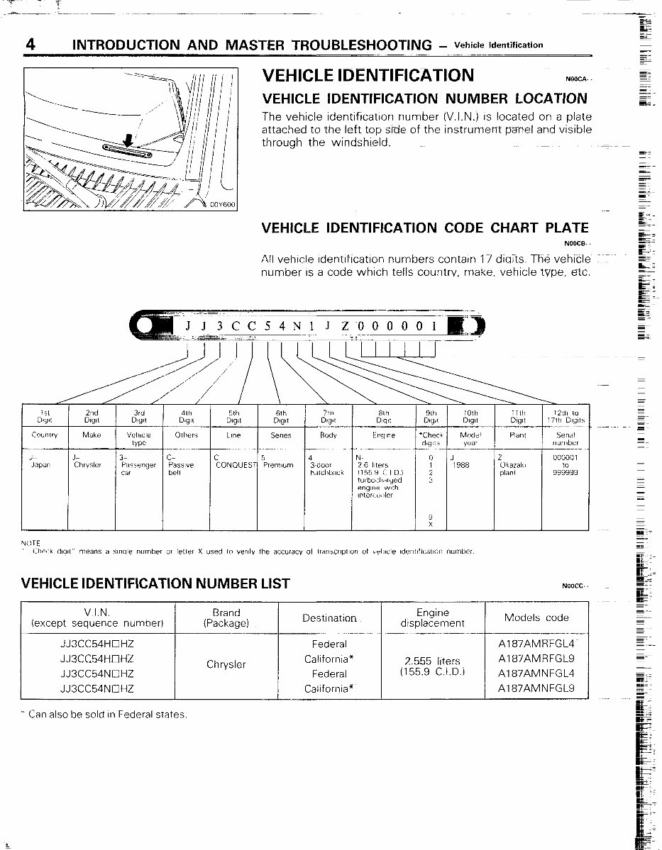 MITSUBISHI STARION-CONQUEST TURBO Workshop Manual preview img 4