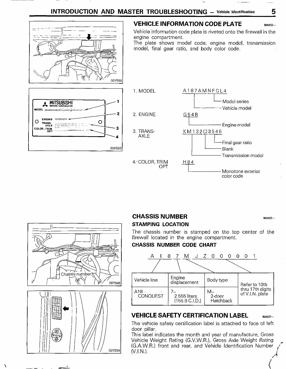 MITSUBISHI STARION-CONQUEST TURBO Workshop Manual preview img 5