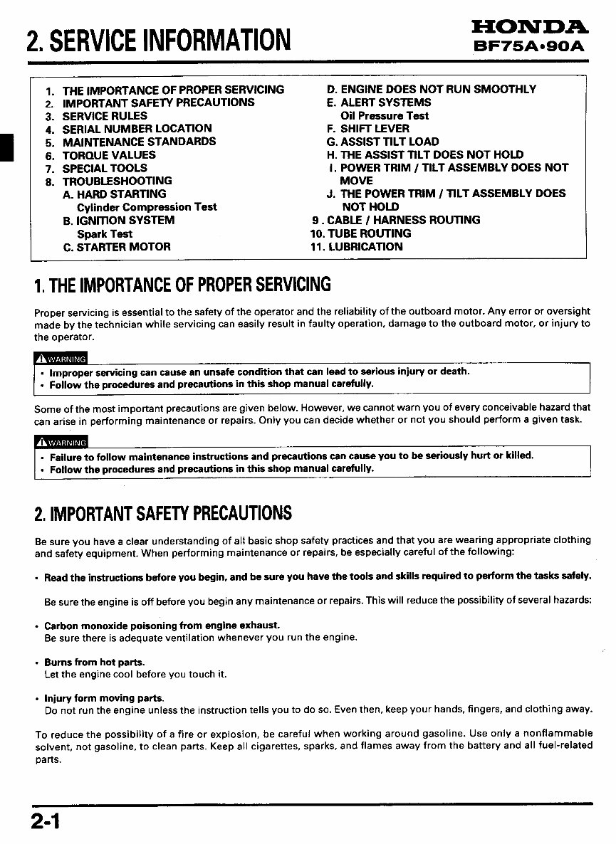 Honda Marine Outboard BF75A BF90A Workshop Service Repair Manual Downlaod preview img 9