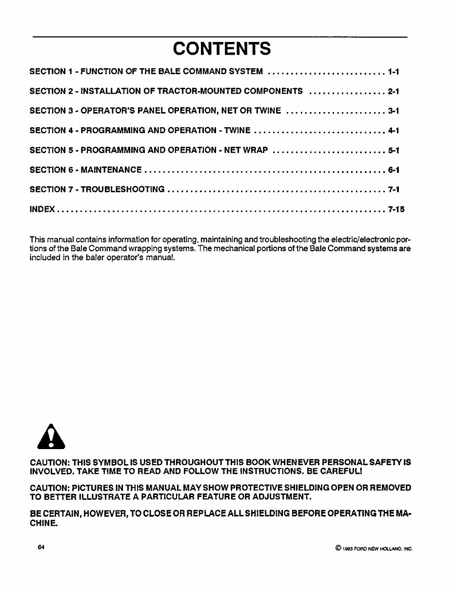 NEW HOLLand BALE COMMand For TWINE / NET WRAP 640 650 660 ROUND BALER Operators Manual preview img 2
