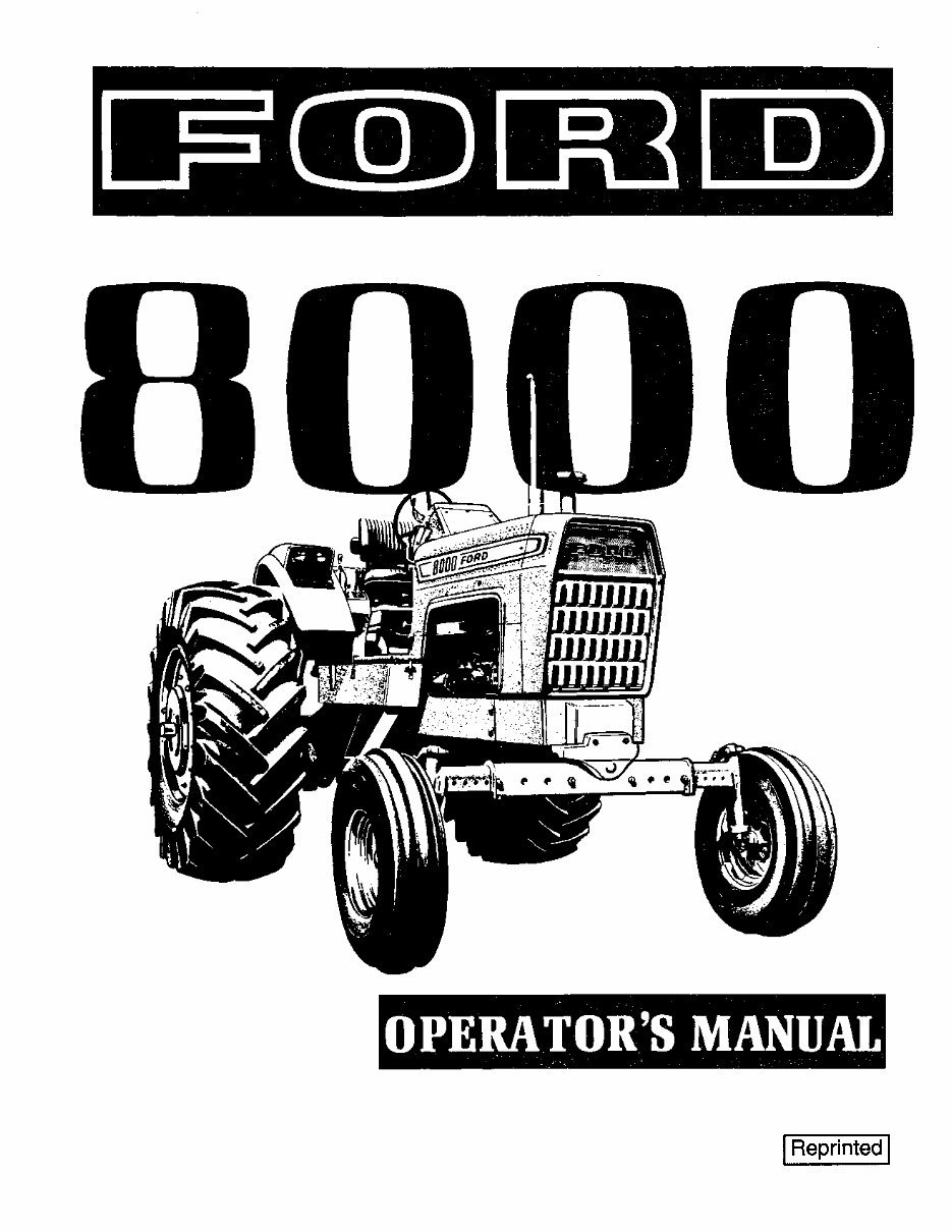 FORD New HOLLand 8000 Tractor Operators Manual preview img 1