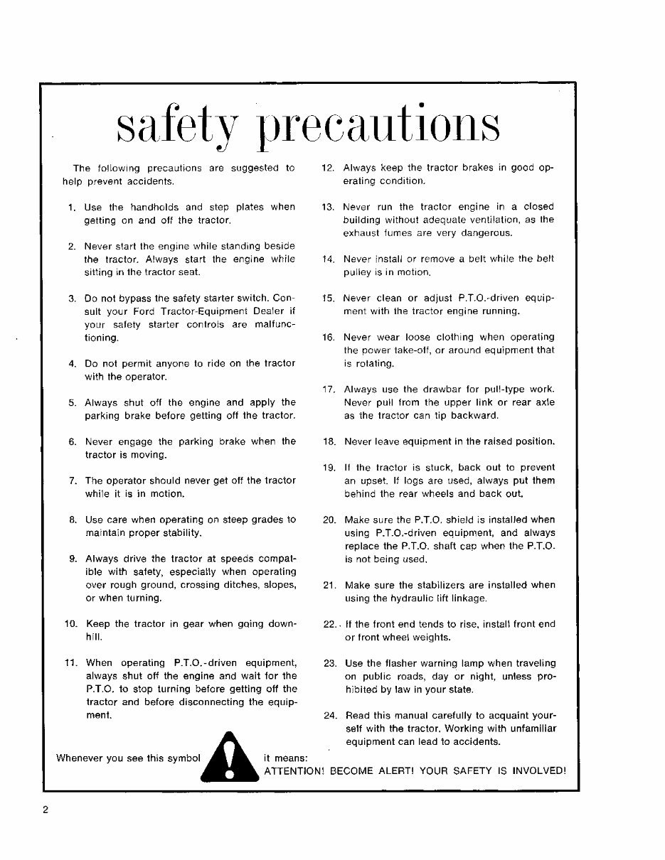 FORD New HOLLand 8000 Tractor Operators Manual preview img 8