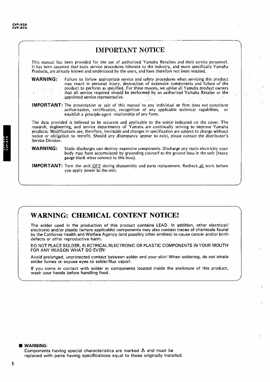 Yamaha cvp-85 cvp-87 cvp85a cvp87a complete service manual preview img 2