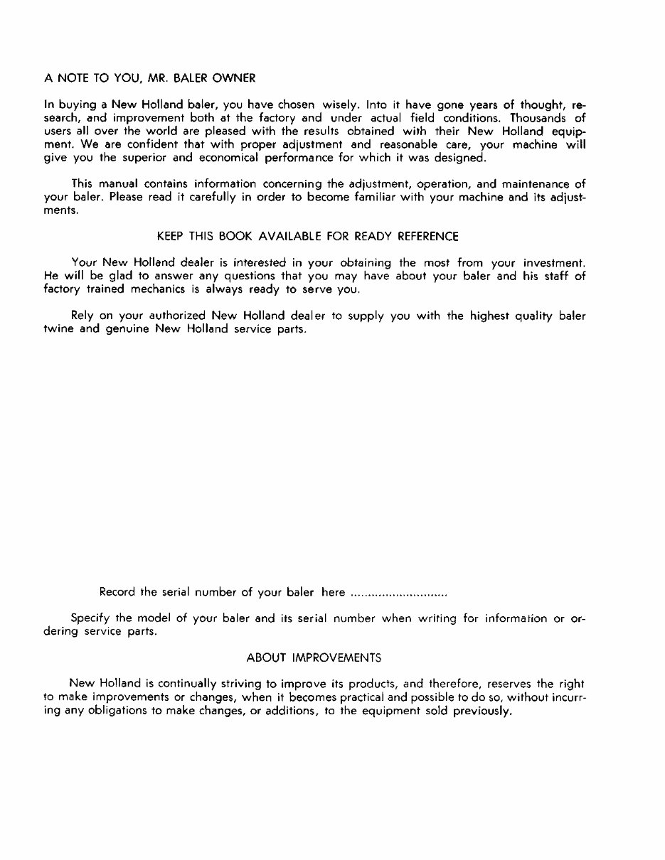 NEW HOLLand 268 HAYLINER BALER Operators Manual preview img 2