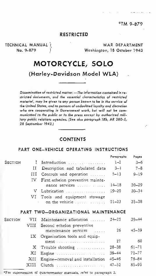 1942 Harley Davidson Solo WLA Workshop Service Repair Manual preview img 2