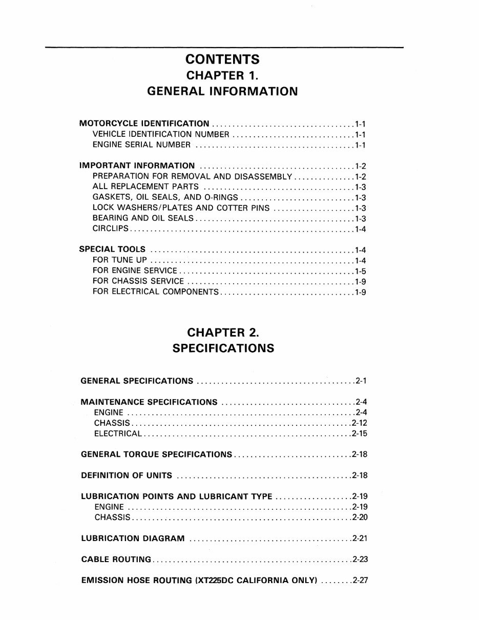 2006 YAMAHA XT225 Motorcycle Repair Service Manual preview img 7