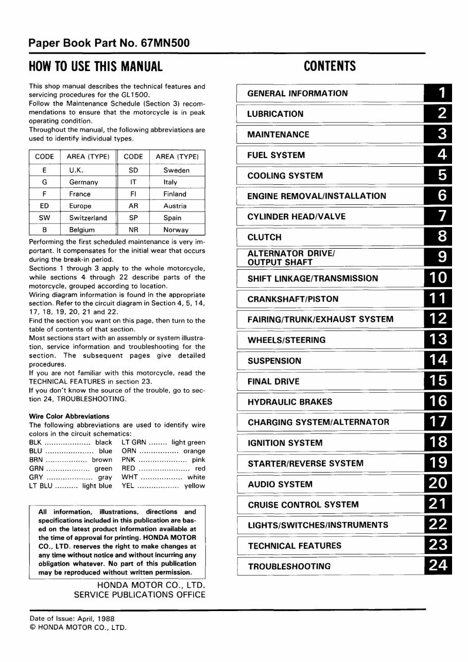 Honda GL1500 Workshop Manual 1989 Onwards preview img 1