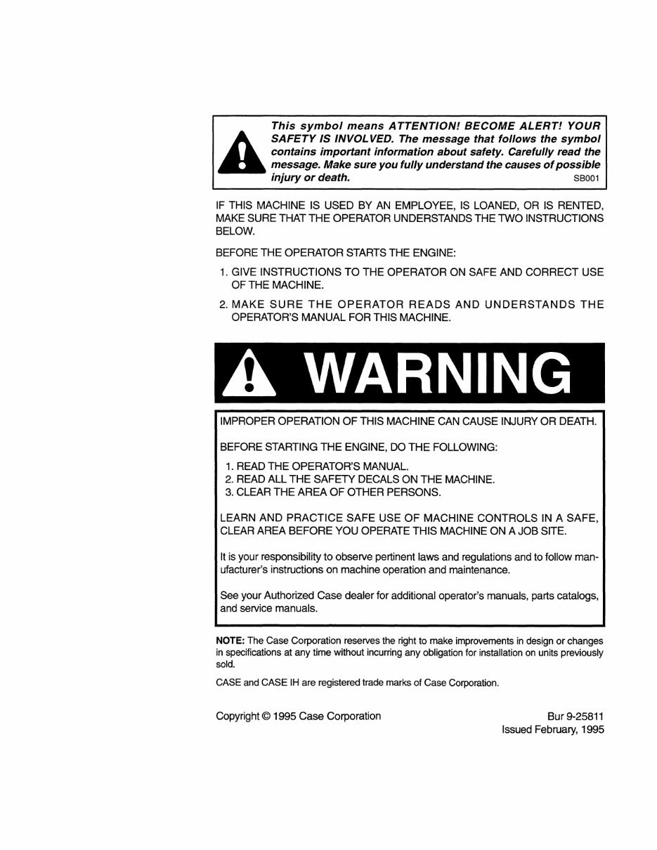 Case 9010B Excavator FACTORY Operators Owner Instruction Manual - IMPROVED - preview img 2