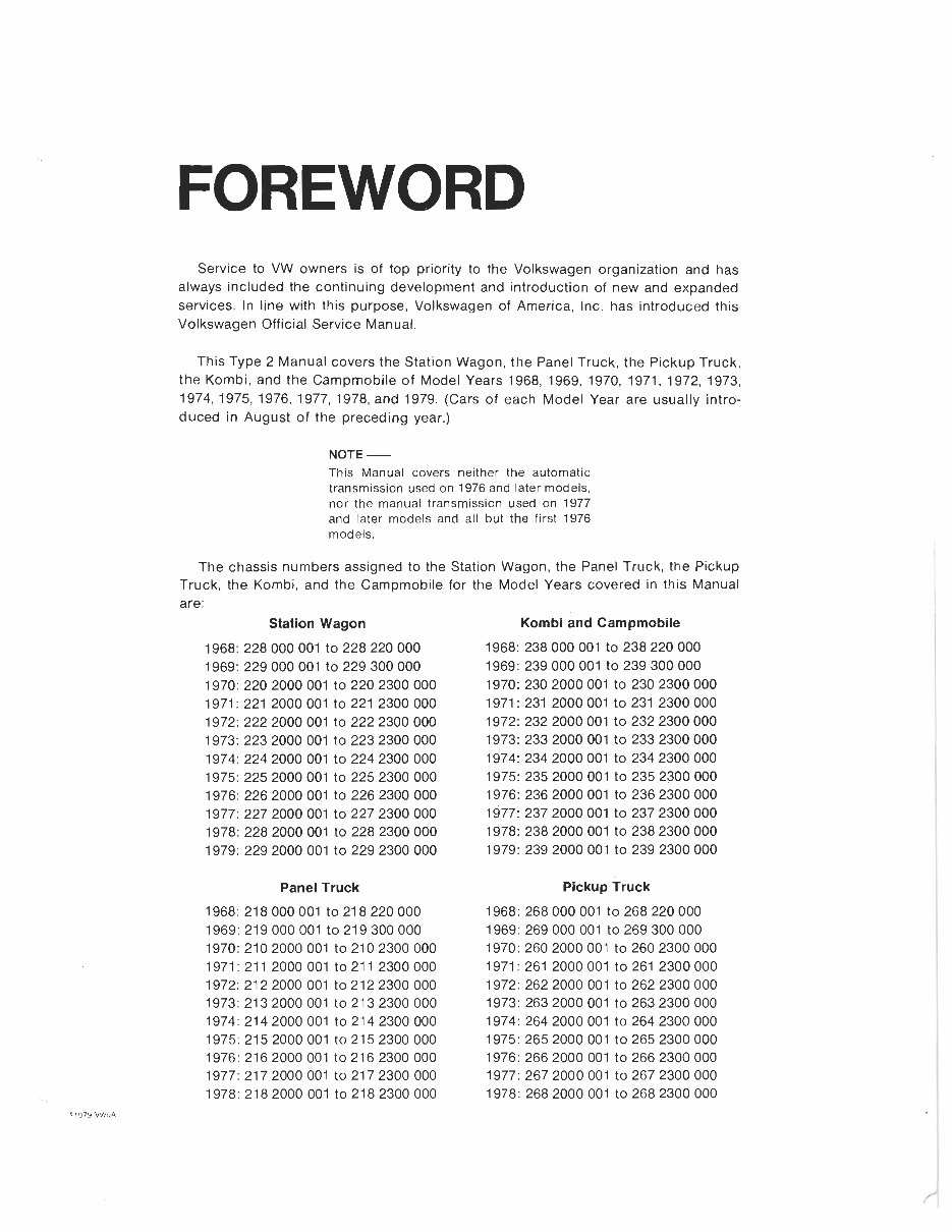 1968-1979 Volkswagen Station Wagon/Bus Official Service Manual preview img 8