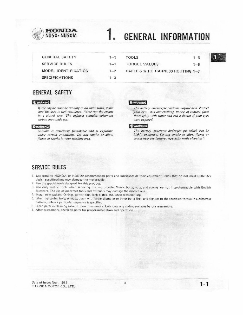 1982-1984 Honda Urban Express NU50 NU50M Service & Repair Manual preview img 4