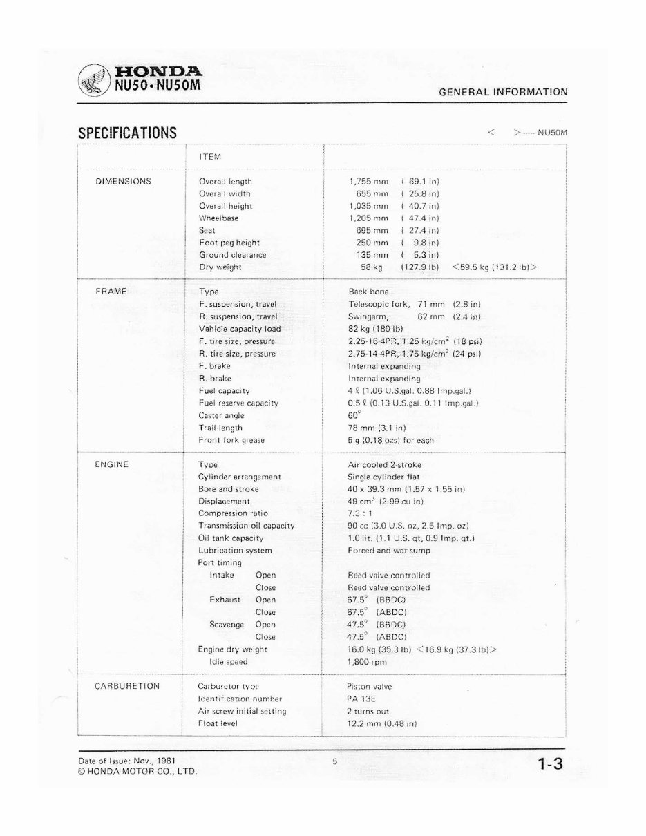 1982-1984 Honda Urban Express NU50 NU50M Service & Repair Manual preview img 6
