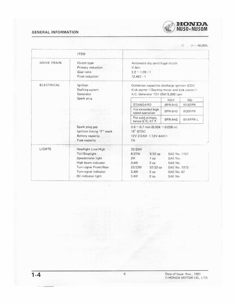 1982-1984 Honda Urban Express NU50 NU50M Service & Repair Manual preview img 7