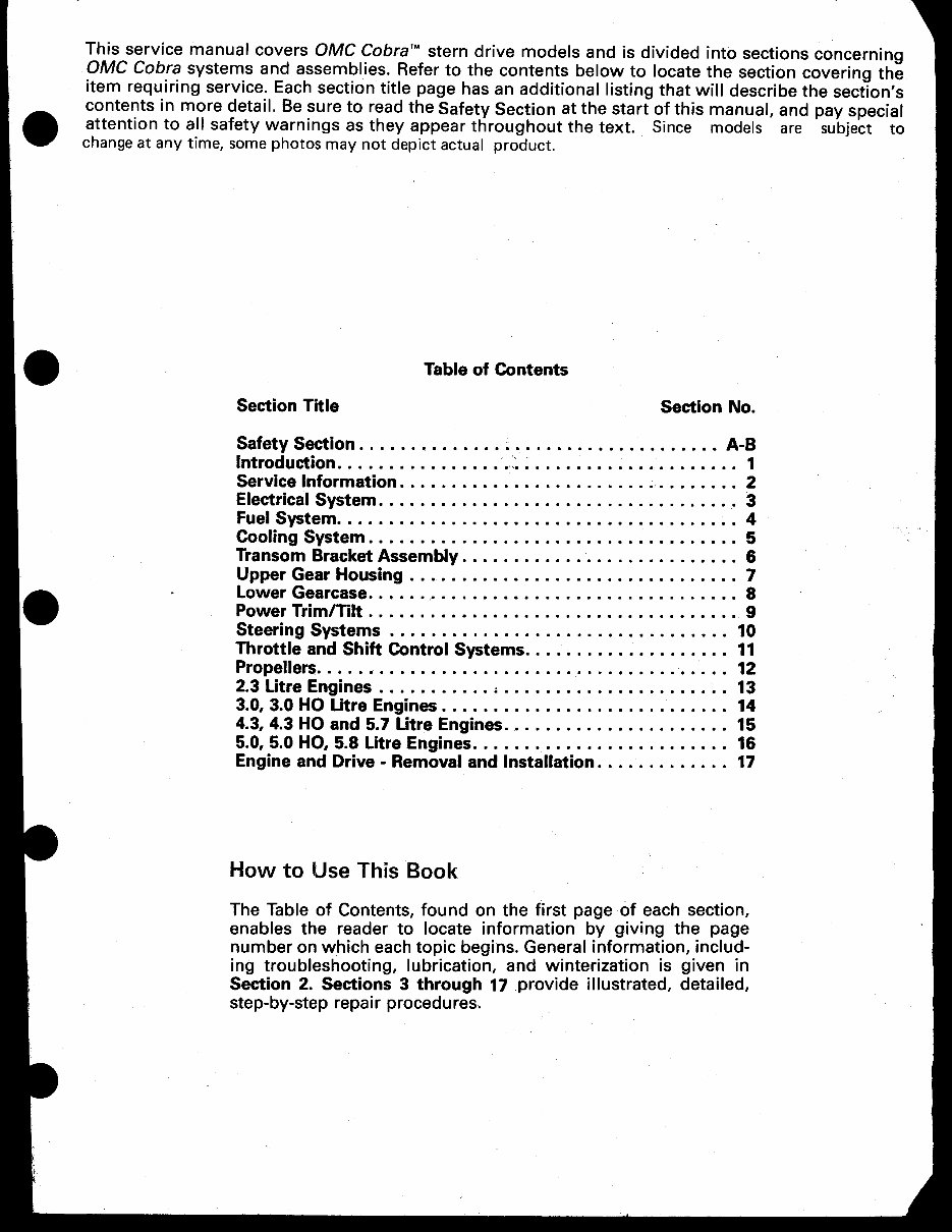 OMC COBRA STERNDRIVE 2.3L 5.8L Full Service & Repair Manual preview img 3