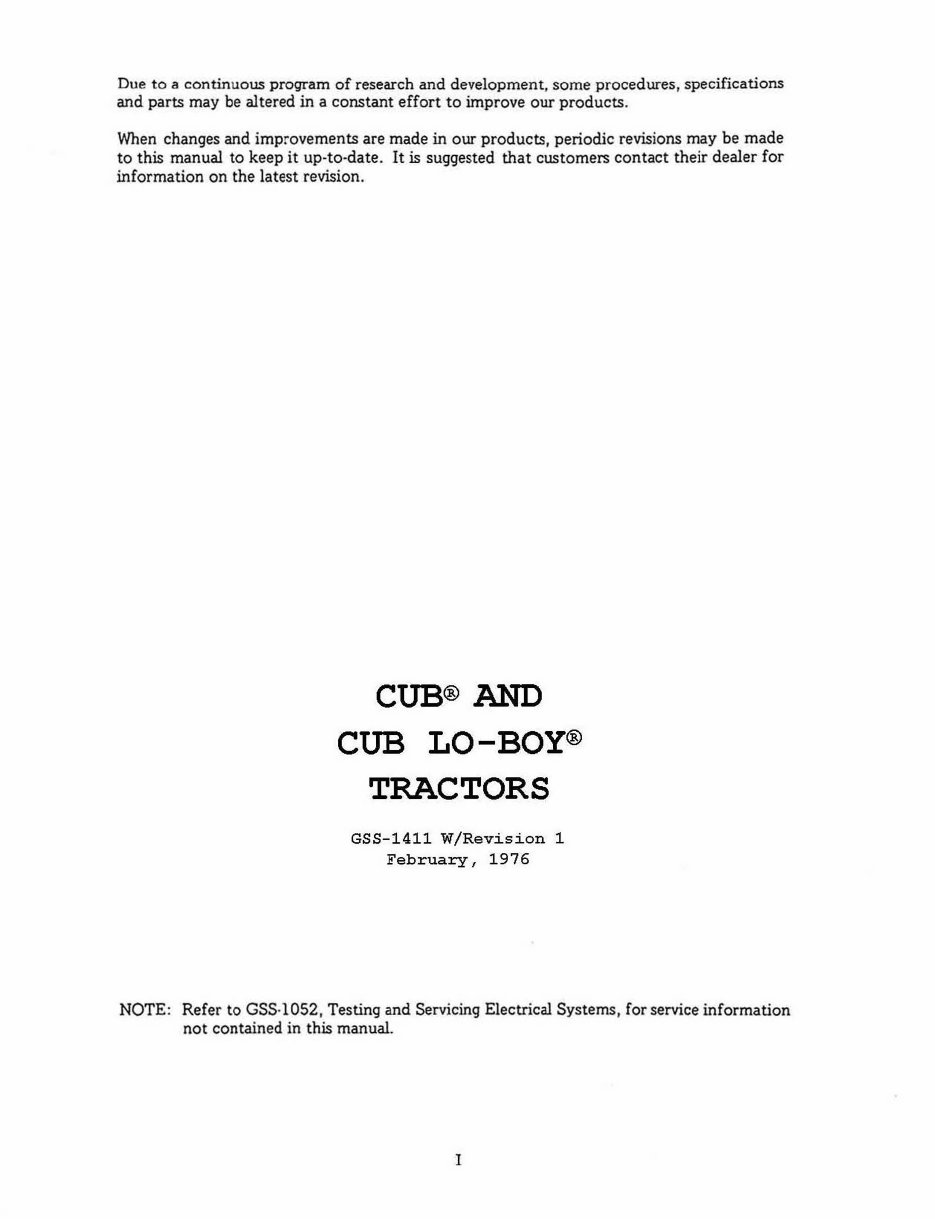 International Harvester IH Farmall Cub & Cub Lo-Boy Tractor Workshop Service & Repair Manual preview img 2