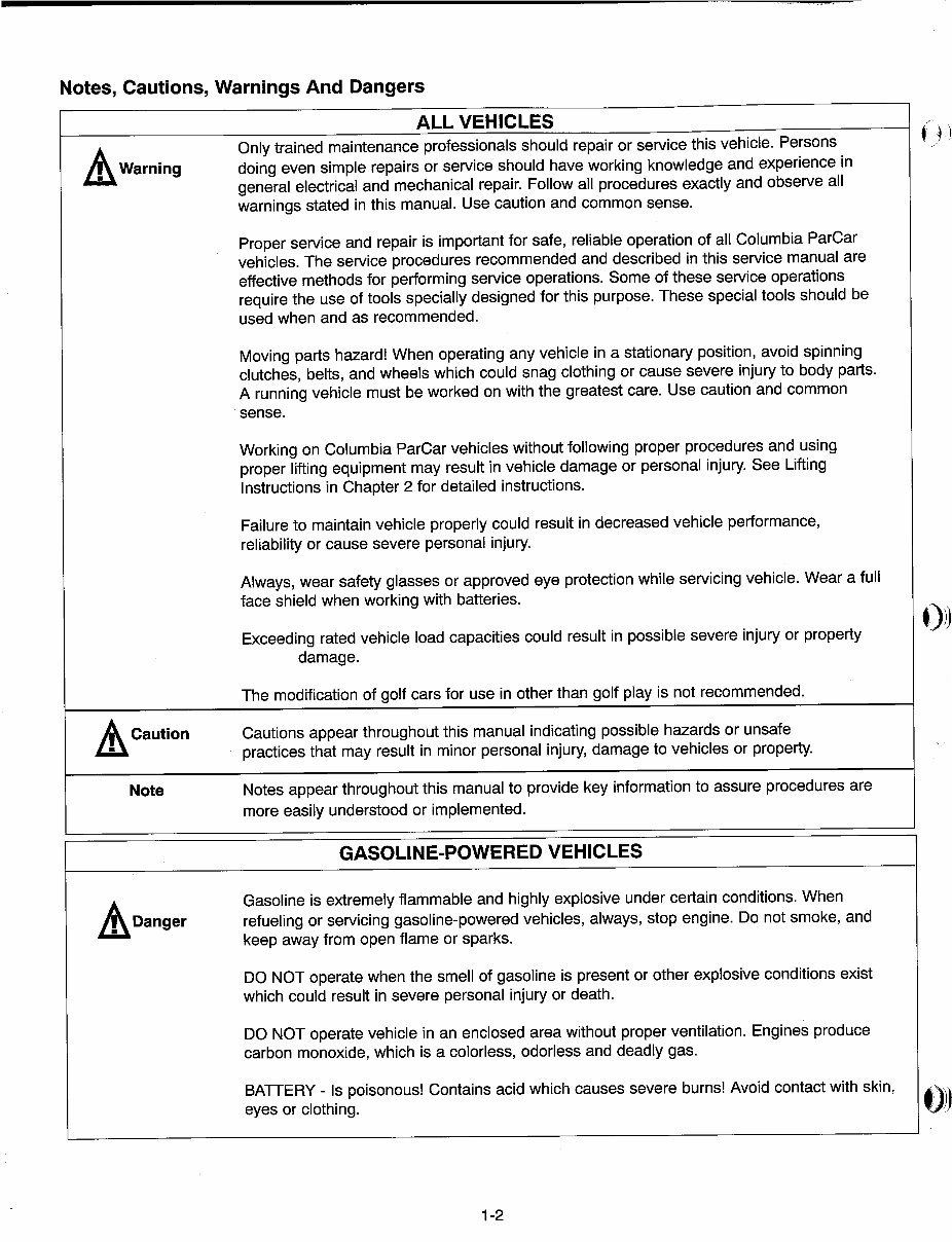 COLUMBIA PARCAR SHUTTLE UTILITruck Gas Electric Service Repair Manual 1991-1992 preview img 7