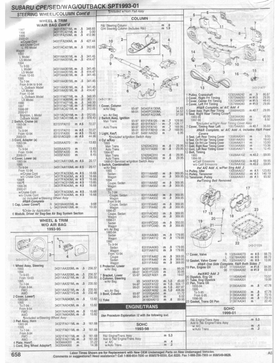 Subaru Impreza Parts manual ipl exploded views 1993 1994 1995 1996 1997 1998 1999 2000 2001 preview img 10