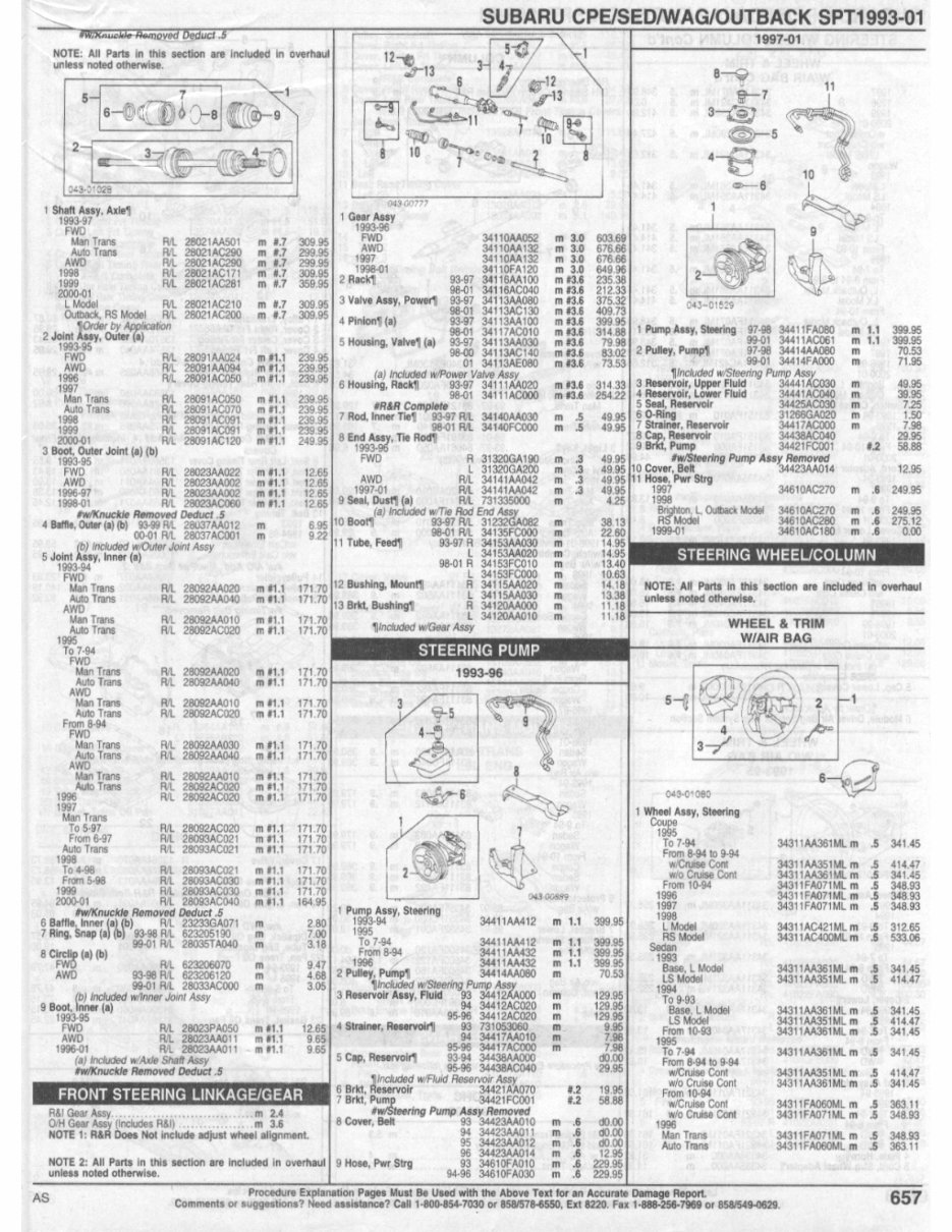 Subaru Impreza Parts manual ipl exploded views 1993 1994 1995 1996 1997 1998 1999 2000 2001 preview img 9
