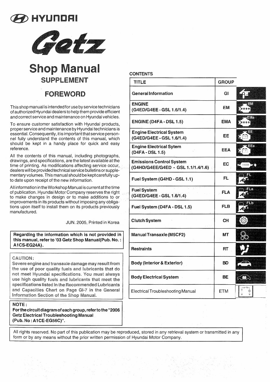 2005-2006 Hyundai Getz Service & Repair Manual preview img 1