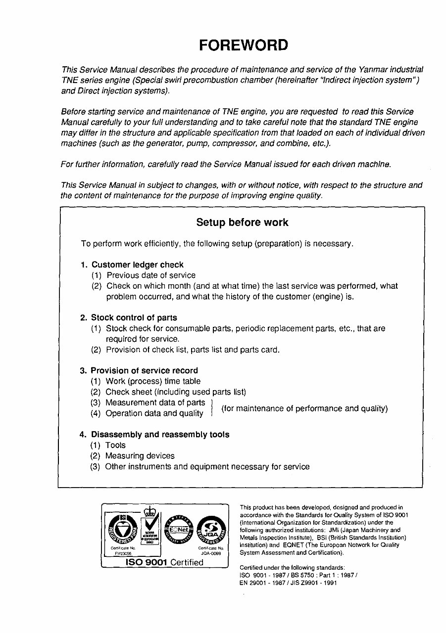 Yanmar TNE Engines (2TNE/3TNE/4TNE) OEM Service & Repair Manual preview img 2