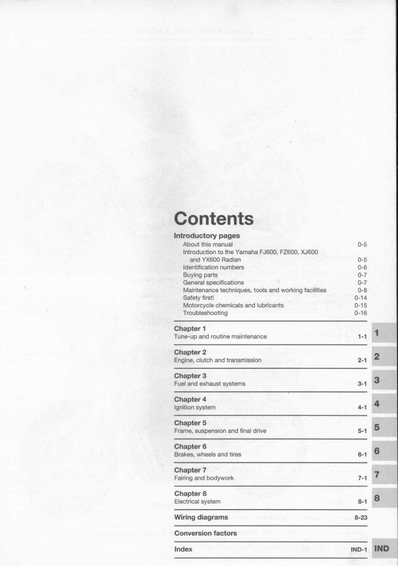 1984-1992 Yamaha XJ 600 FZ 600 YX 600 Service & Repair Manual preview img 3