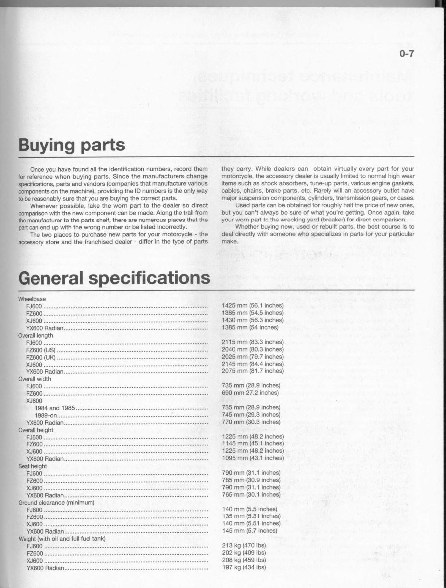 1984-1992 Yamaha XJ 600 FZ 600 YX 600 Service & Repair Manual preview img 6